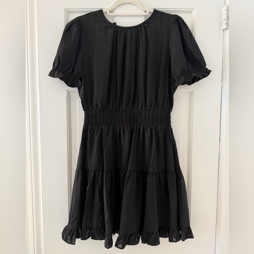 Black Tiered Short-Sleeve Dress